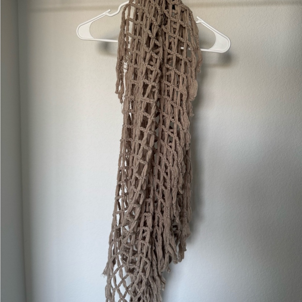 Altar’d State Tan Knitted Mesh Scarf